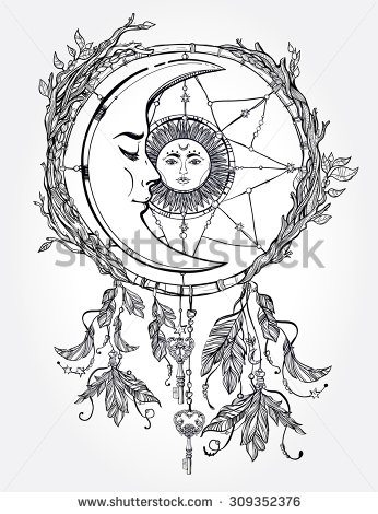 346x470 Hand Drawn Romantic Beautiful Drawing Of A Dream Catcher Adorned