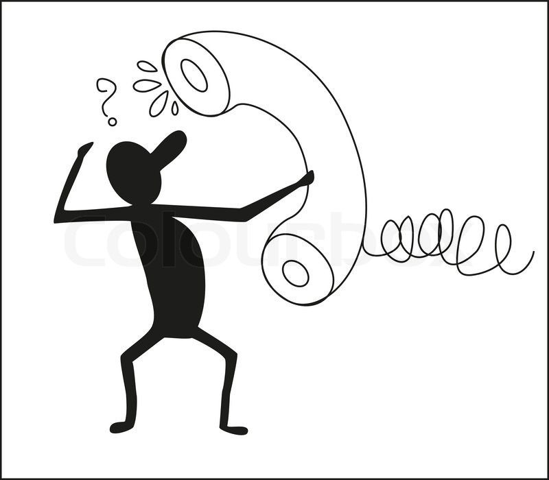 800x700 A Man With A Telephone Receiver. Drawing For Advertising. Vector