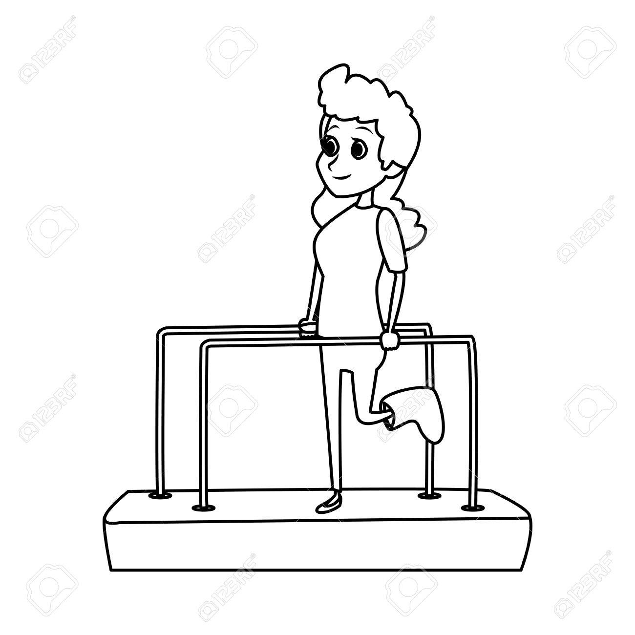 1300x1300 Cartoon Girl Patient With Broken Leg In Physiotherapy Vector