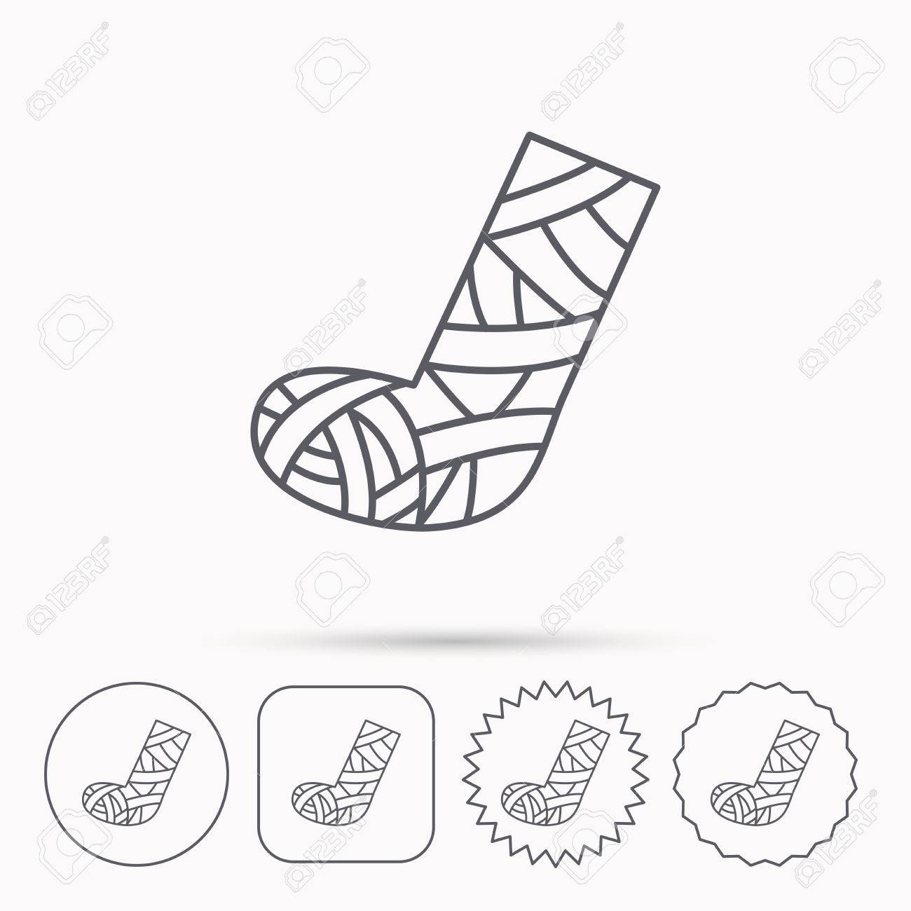 1300x1300 Gypsum Or Cast Foot Icon. Broken Leg Sign. Human Recovery Medicine