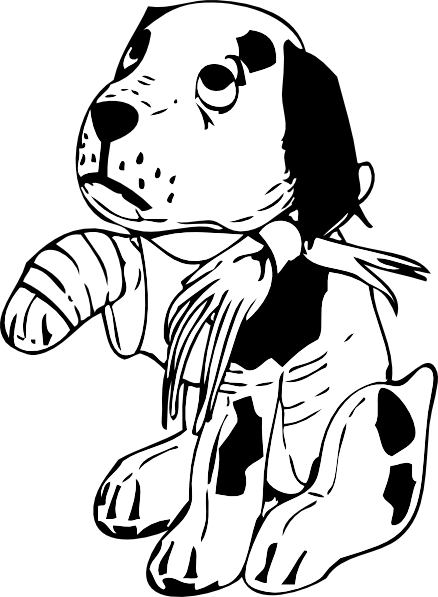 438x597 Sad Dog With A Broken Leg Clip Art