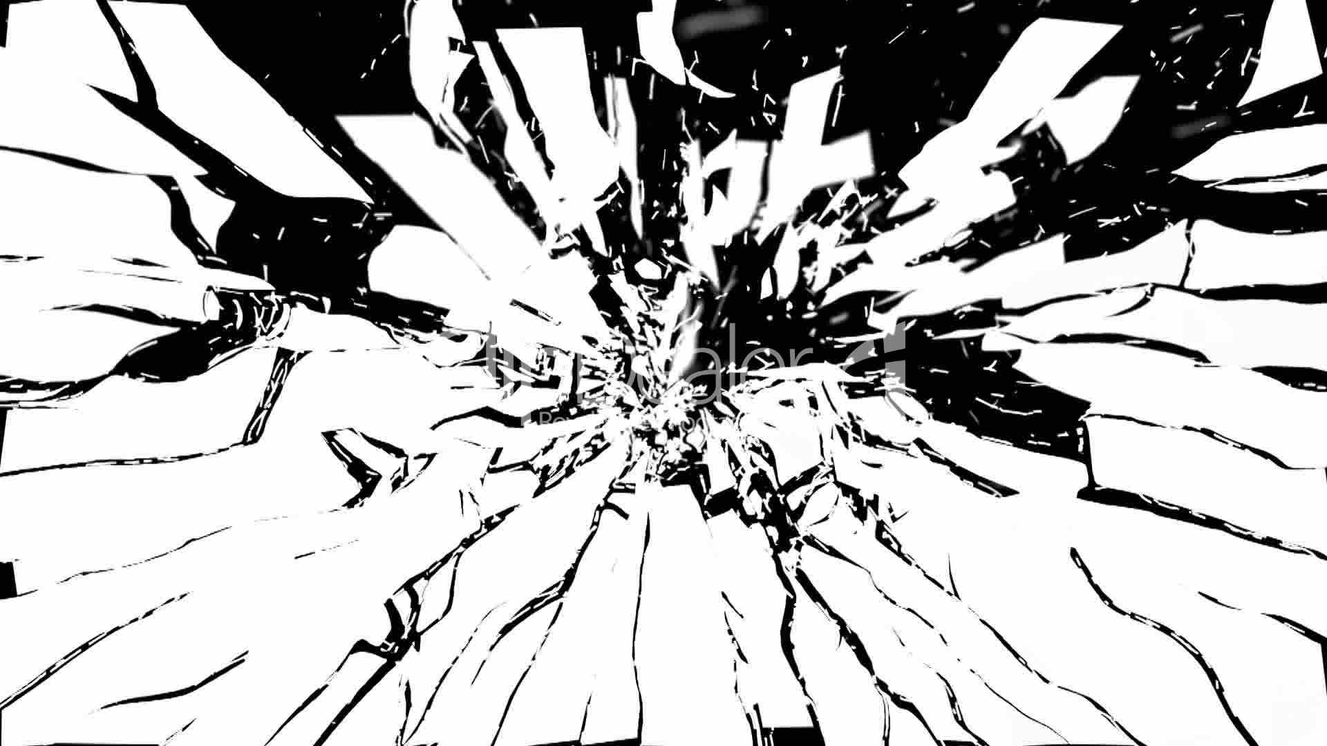 1920x1080 Broken And Shattered Glass With Slow Motion. Alpha Royalty Free