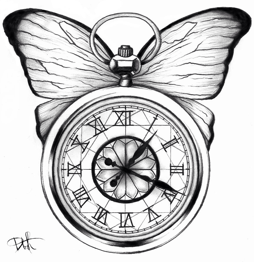 862x886 Pocket Watch Amp Butterfly Tattoo Idea Tattoo