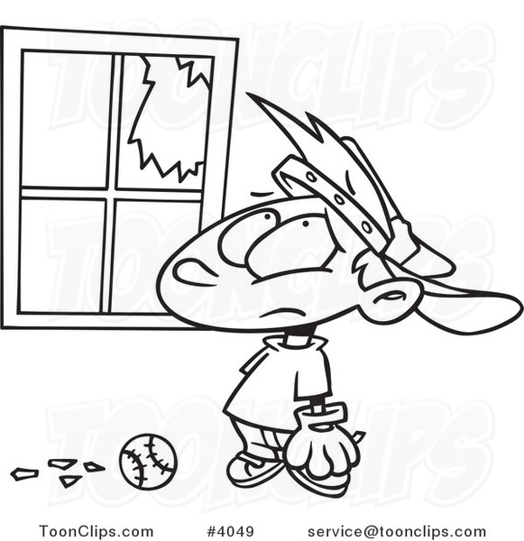 581x600 Cartoon Black And White Line Drawing Of A Baseball Boy Looking