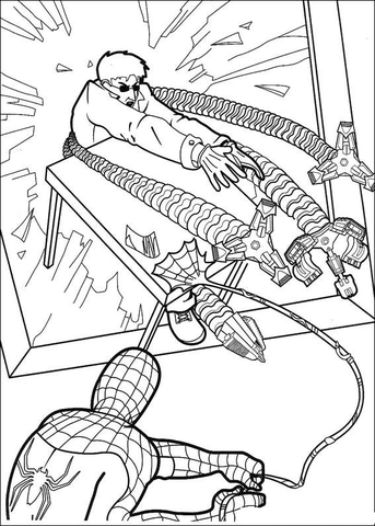 343x480 Doctor Octopus In A Broken Window Coloring Page Free Printable