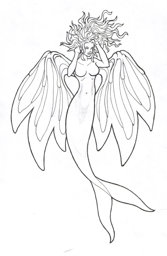 578x886 Mermaid Tattoo Lineart By Broken Toy