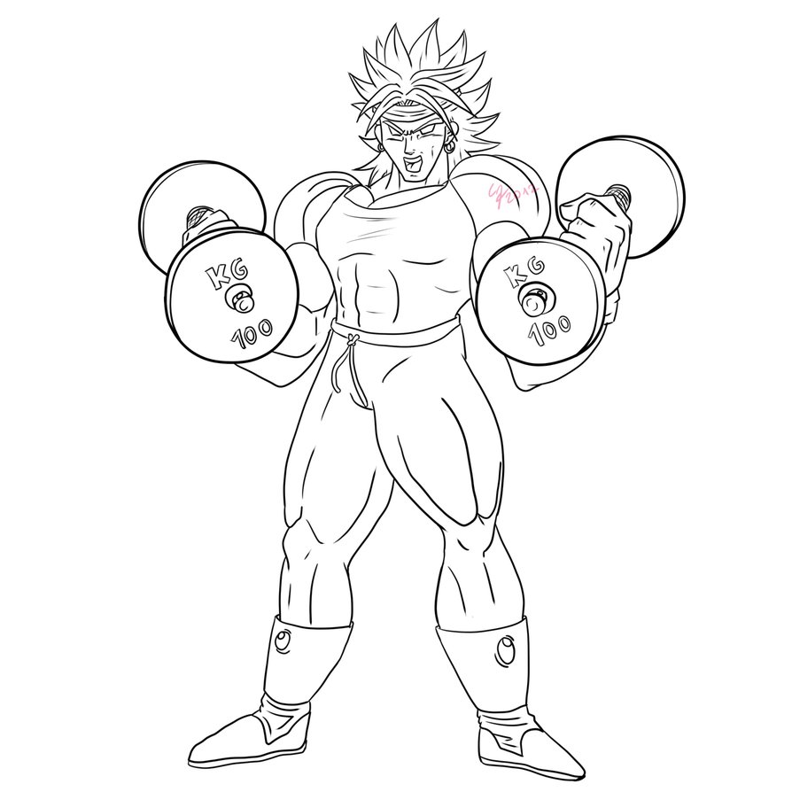 894x894 Broly The Trainer Lineart By Shynthetruth