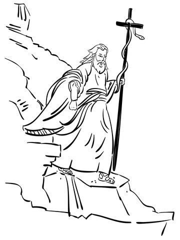 360x480 Moses Walking With Bronze Serpent Coloring Page Free Printable