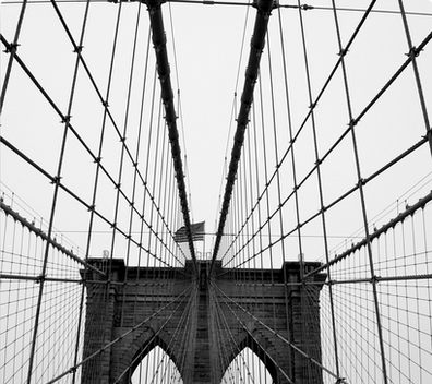 396x352 Brooklyn Bridge, New York City (Black And White) Canvas Prints By