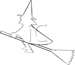 300x259 Outline Of A Witch Riding On Her Broom