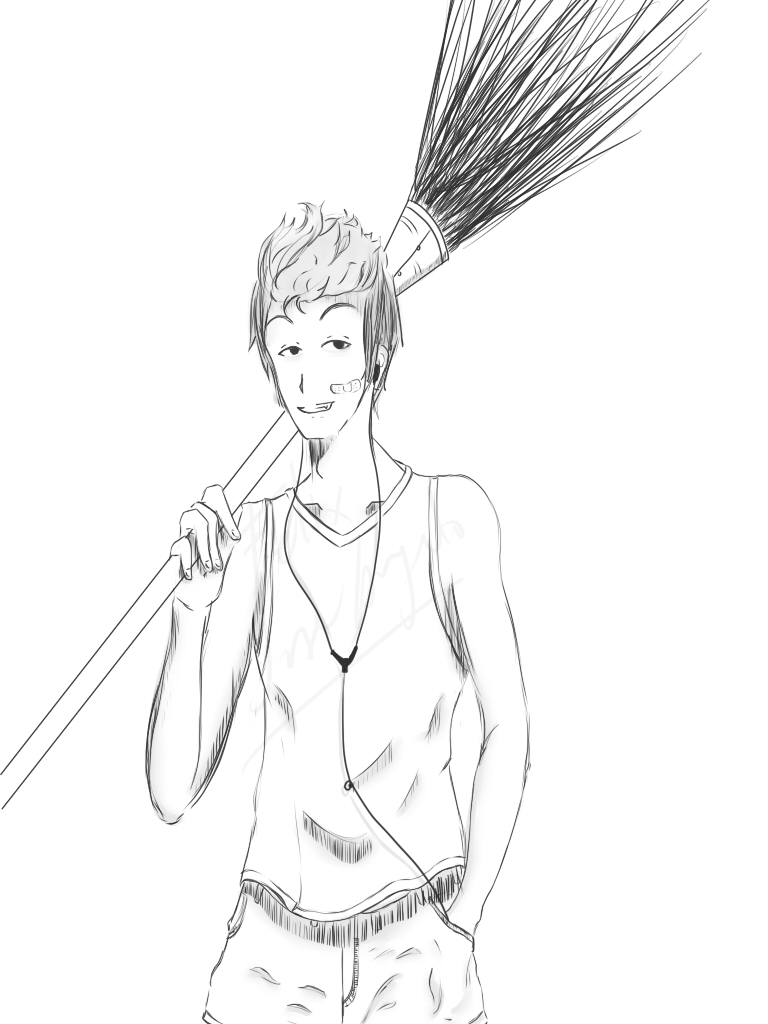 768x1024 Stirring Drawing Of Person With Broom Photos Concept Interior