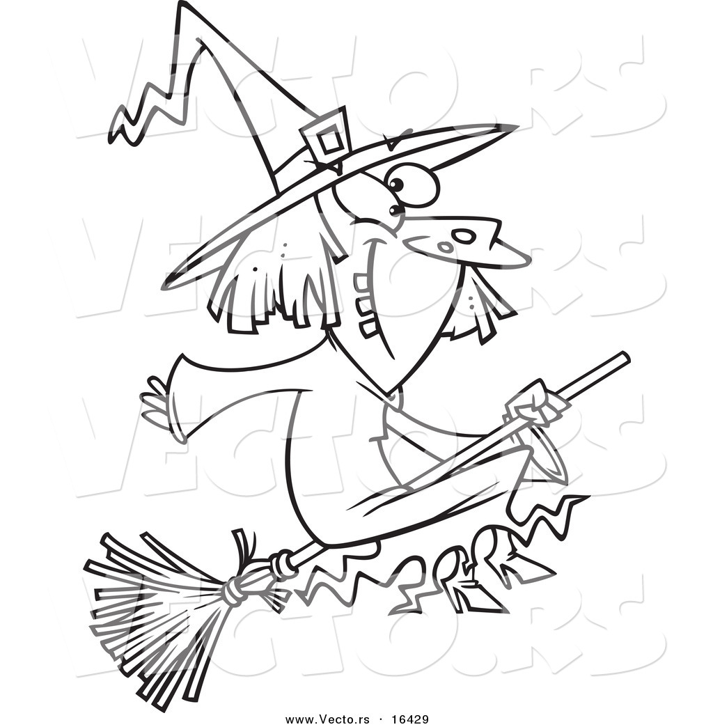 1024x1044 Vector Of A Cartoon Happy Witch On Her Broomstick