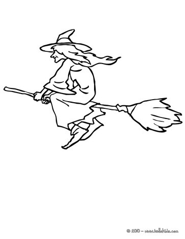 364x470 Witch Rides Under The Moonlight Coloring Pages