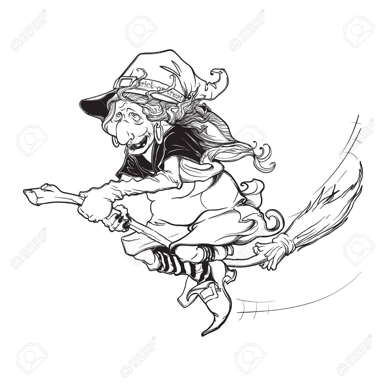 1300x1300 Halloween Witch Riding The Broom. Halloween Character Concept