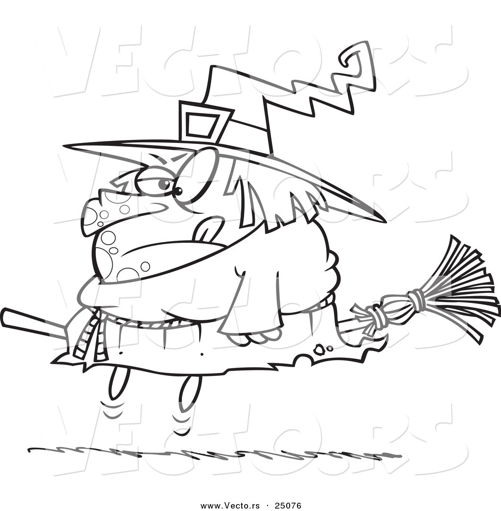 1024x1044 Vector Of A Cartoon Halloween Fat Witch On A Broomstick