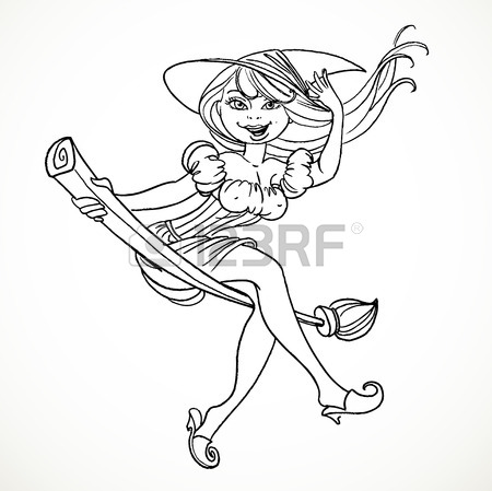450x449 Beautiful Young Witch On A Broomstick In The Air