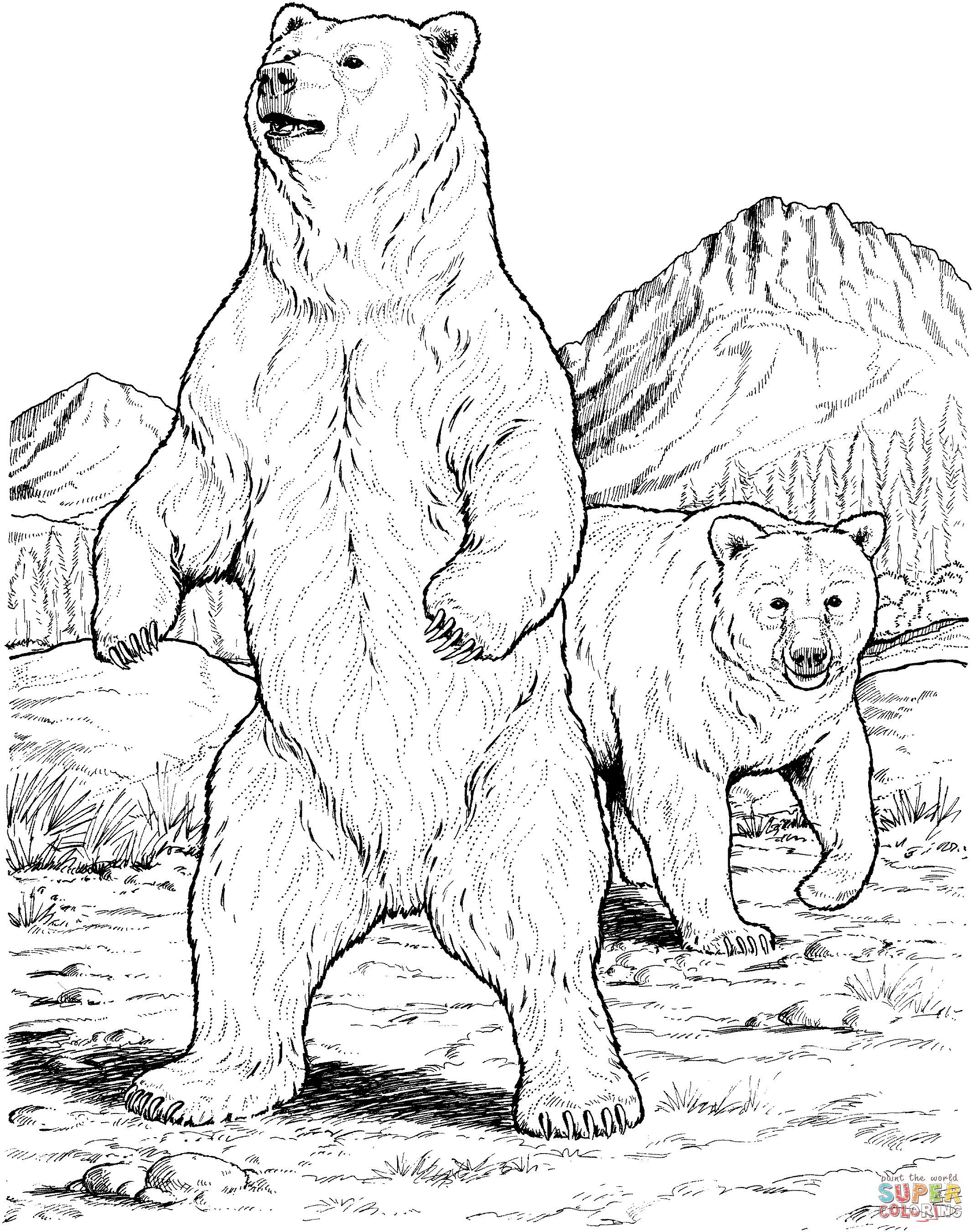2134x2703 Two Black Bears Coloring Page Sprookje