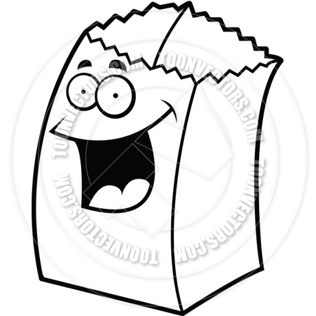 460x460 Paper Bag Smiling (Black And White Line Art) By Cory Thoman Toon