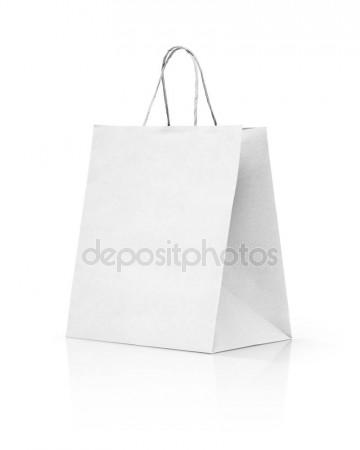 360x450 Paper Kraft Shopping Bag Isolated On White Background Stock