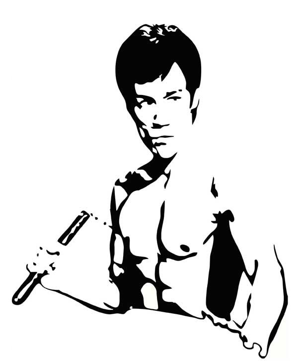 620x726 Studio Briana Black Great Bruce Lee Vector Sketch Wall Decal