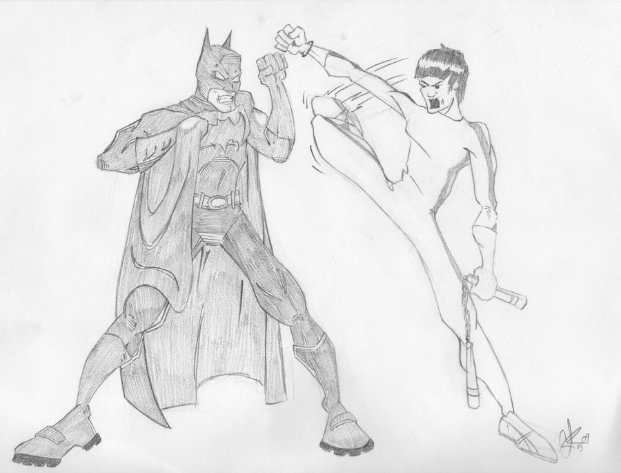 900x685 Batman Vs Bruce Lee By Mrtoon2000