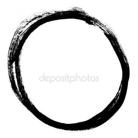 450x450 Black Brush Stroke Form Circle Drawing Created Ink Sketch Handmade