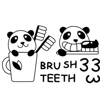 400x400 Cartoon Brush Tooth Wall Art Mural Decal Decor Washing Room Wash