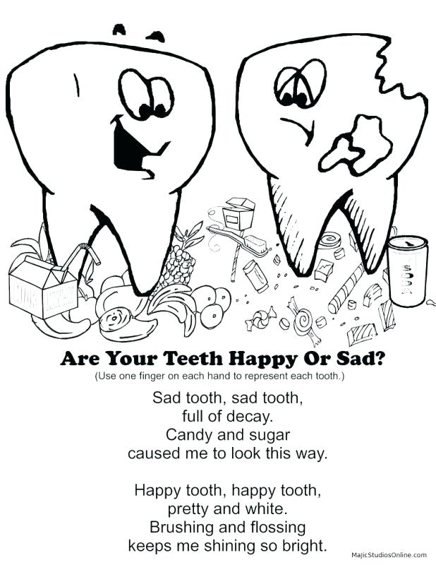 618x800 Teeth Coloring Page Teeth Coloring Pages Happy Tooth Sad Brush
