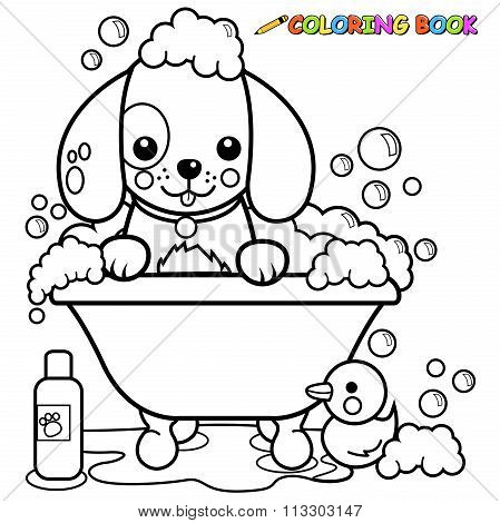 449x470 Dog Taking Bath Coloring Book Page Vector Amp Photo Bigstock