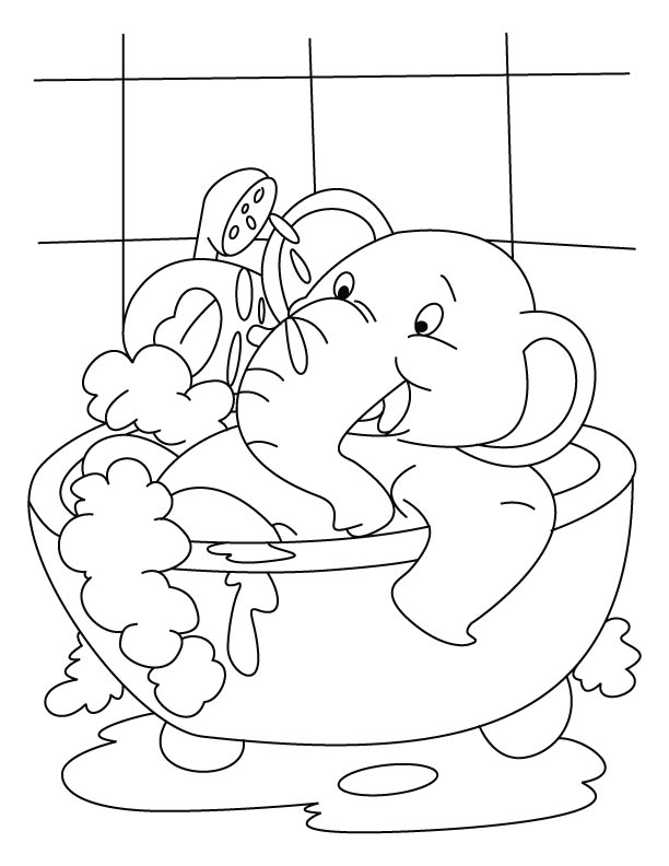 612x792 Elephant In Bubble Bath Coloring Page To Print
