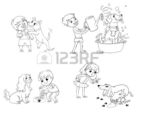 450x371 Happy Boy With A Dog Licking Her Face. Labrador Taking A Bubble