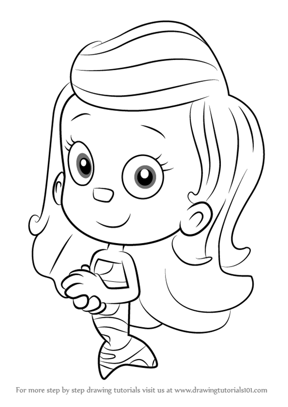 566x800 Learn How To Draw Molly From Bubble Guppies (Bubble Guppies) Step