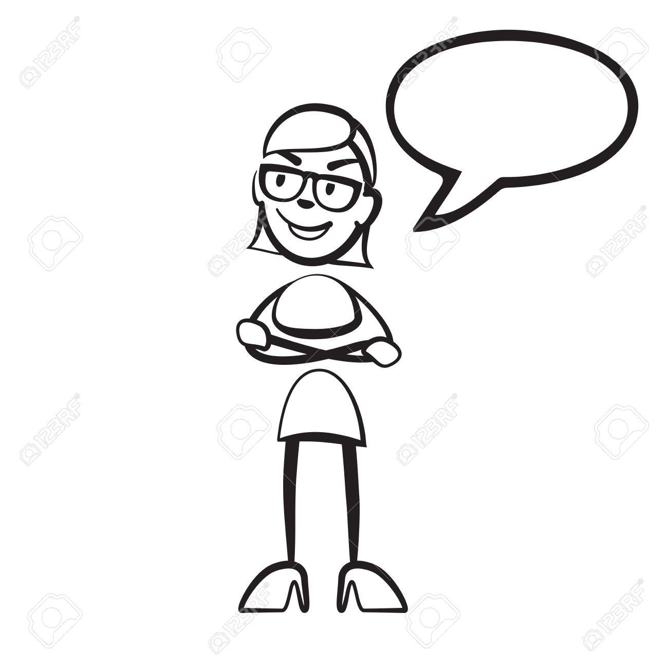 1300x1300 Stick Figure Woman Speech Bubble, Vector Drawing On White