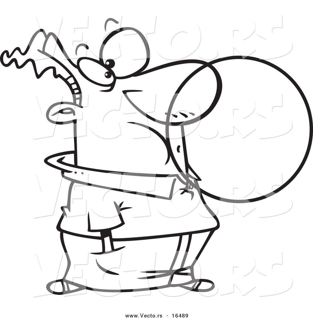 1024x1044 Vector Of A Cartoon Man Blowing A Big Bubble With Chewing Gum
