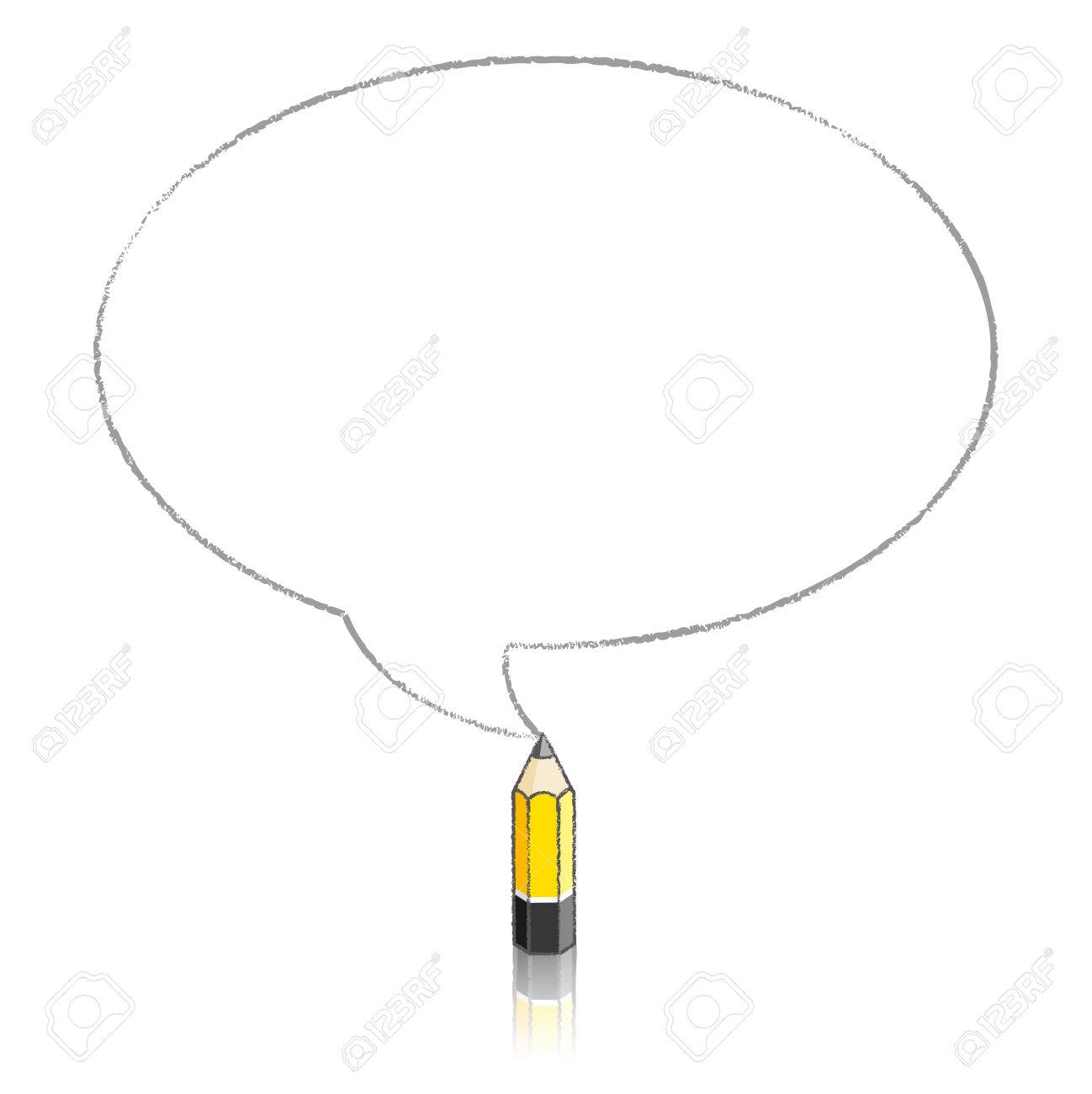 1298x1300 Yellow Lead Pencil With Reflection Drawing Oval Speech Bubble