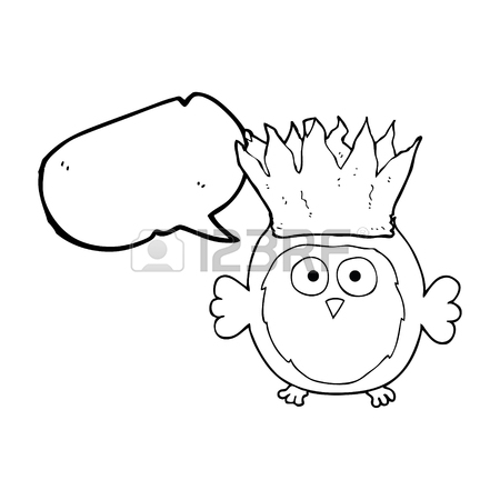 450x450 Freehand Drawn Speech Bubble Cartoon Owl Wearing Paper Crown