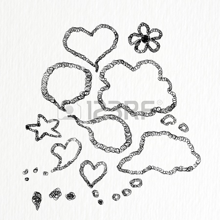 450x450 Heart , Bubble Speech, Real Freehand Drawing By Fountain Pen