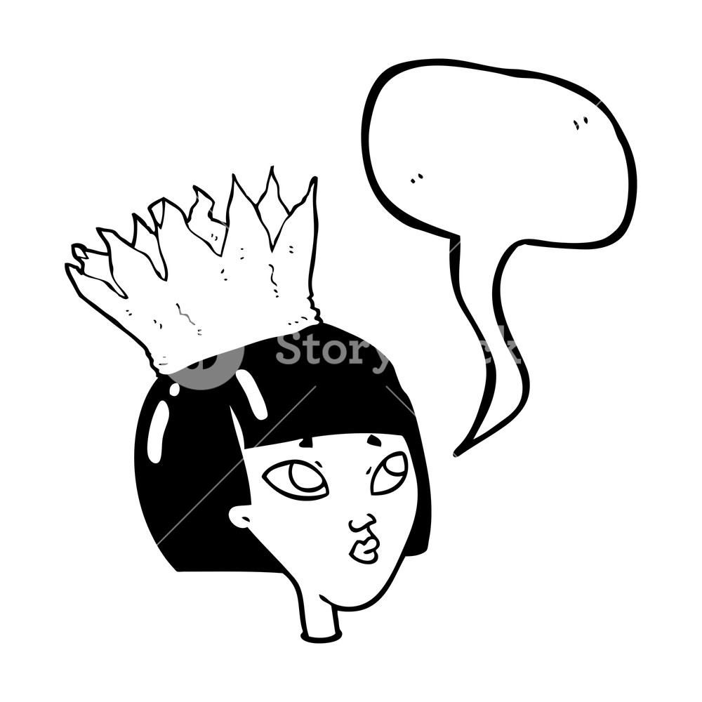 1000x1000 Freehand Drawn Speech Bubble Cartoon Woman Wearing Paper Crown