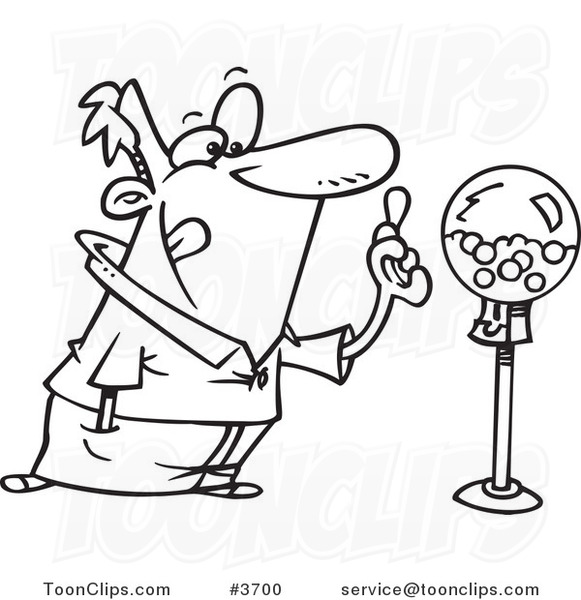 581x600 Cartoon Blacknd White Line Drawing Of Guy Holding Gum By