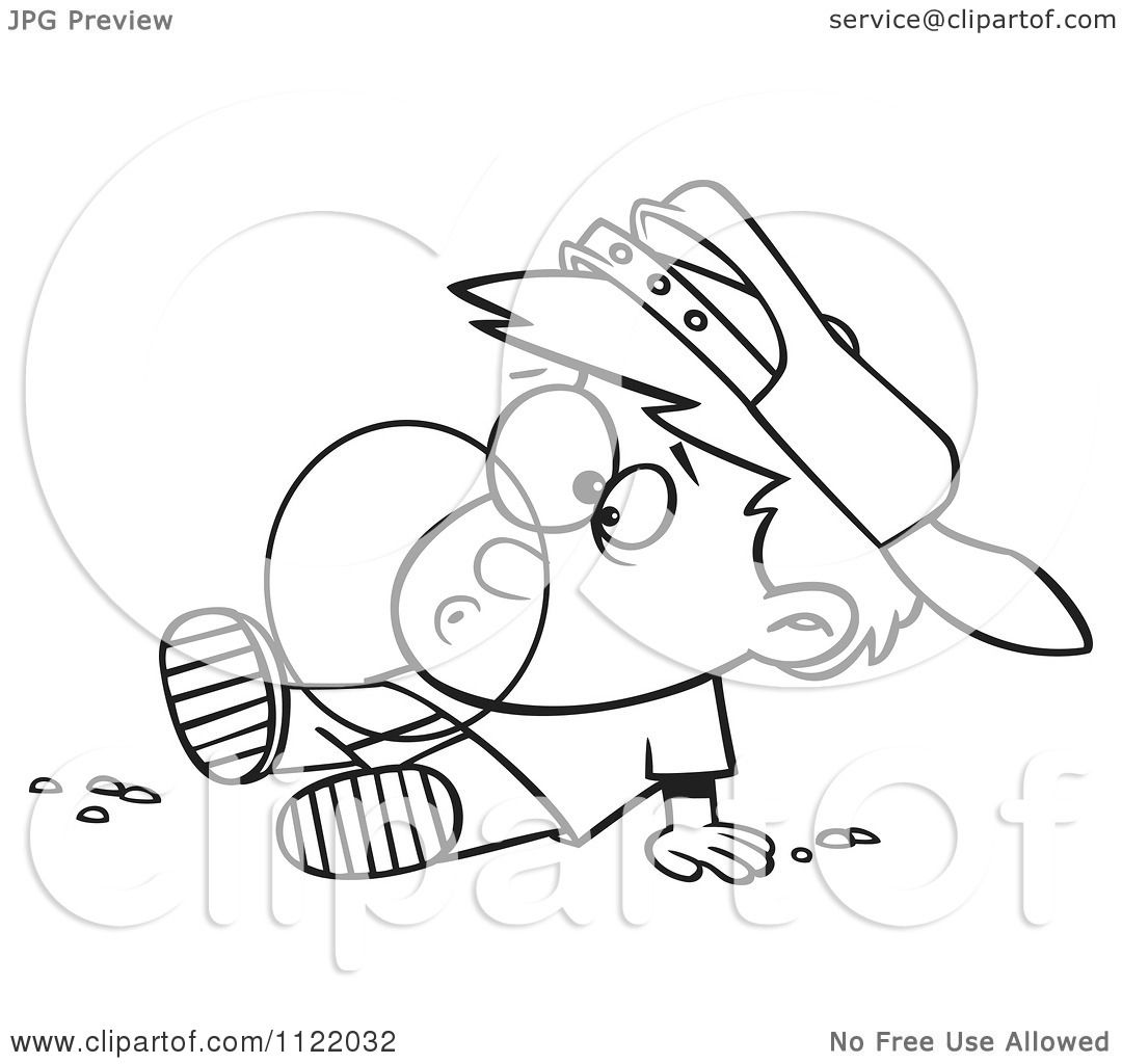1080x1024 Cartoon Of An Outlined Boy Blowing A Bubble With Chewing Gum