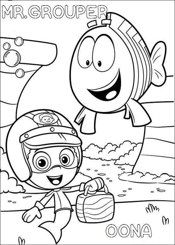 571x800 Bubble Guppies Mr Grouper And Oona Coloring Pages