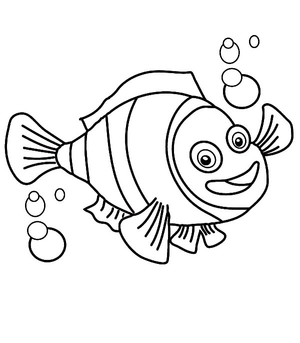 600x685 Clown Fish With Bubbles Coloring Pages Best Place To Color