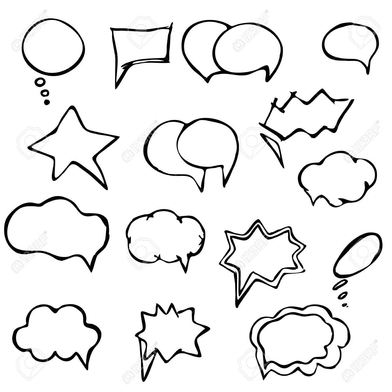 1300x1300 Collection Of Hand Drawn Speech Balloons (Bubbles) Royalty Free