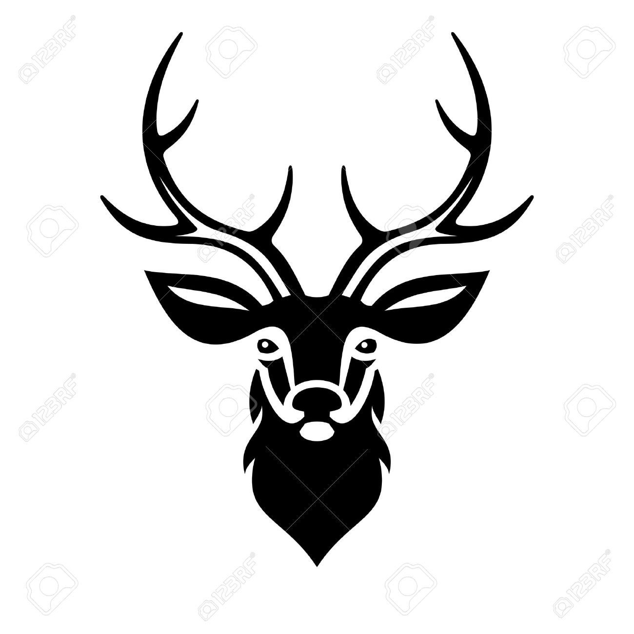 1300x1300 Deer Head On White Background. Vector Illustration Royalty Free