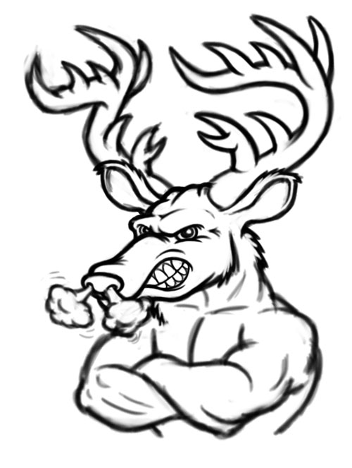 500x663 Drawn Deer Line Art