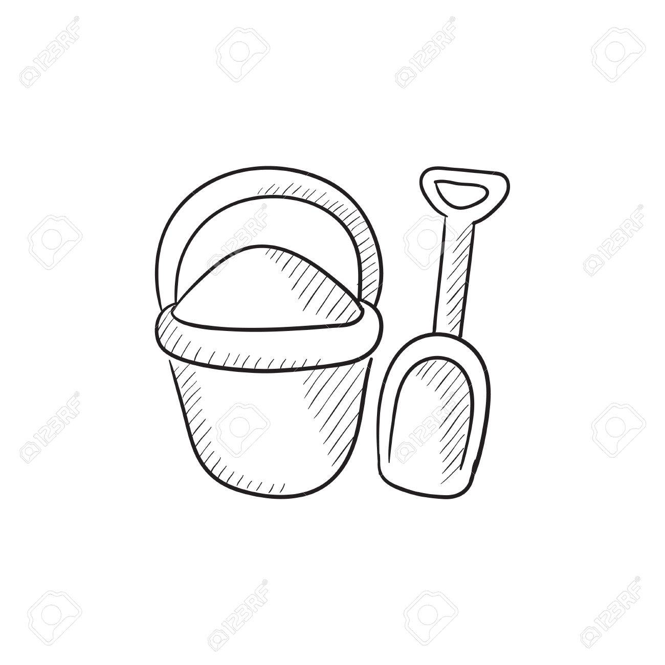 1300x1300 Bucket And Spade For Children Vector Sketch Icon Isolated