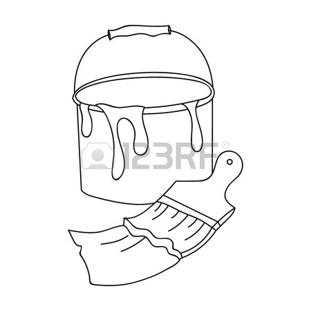 450x450 Bucket Of Paint And Paintbrush Icon In Cartoon Style Isolated