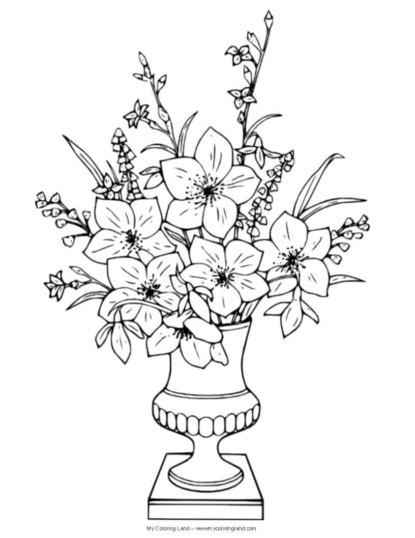 816x1056 Drawing Of A Flower Bucket