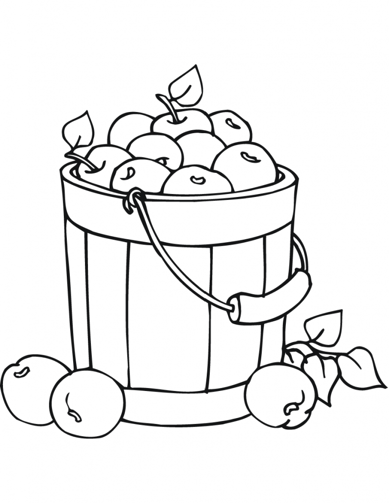 792x1024 Apples In Bucket Coloring Page