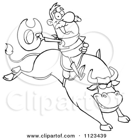 450x470 Cartoon Of A Rodeo Cowboy On A Bucking Bull